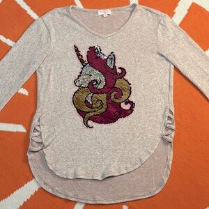 Poof Girl Sequin Unicorn Long Sleeve T-Shirt